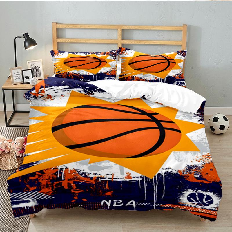 Suns Basketball Artwork 3pcs Bedding Set,Including 1pc Duvet Cover And 2pcs Pillowcases Perfect Gift for Christmas,Ideal for Bedroom, Dormitory