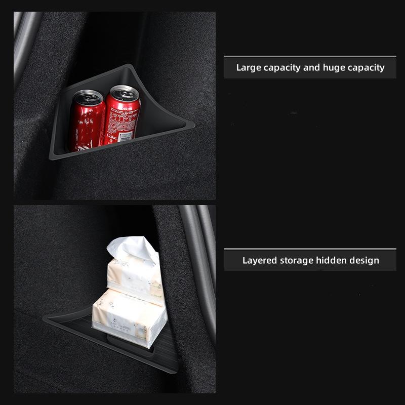 Rear Trunk Side Storage Box For Tesla Model Y Juniper 2025 TPE Trunk Cover Plate Organizer Partition Board Car Refit Accessories