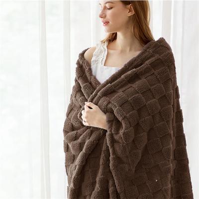 Woolen Throw Blanket Plush Checkerboard Thickened Bed Blankets for Kids Adults Autumn Summer Air Conditioner Nap Blanket Cover