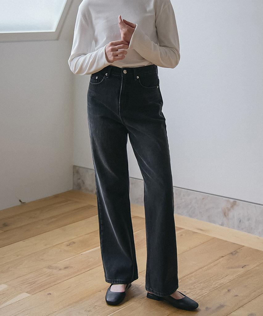 VEM.VER Semi-Wide Denim Pants_Black