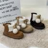 Winter Children Snow Boots Leather Warm Plush Toddler Kids Shoes Non-slip Baby Girls Boots 1-6 Years