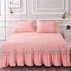 3pcs Bed Skirt Bedspread Pillowcase Ruffle Lace Anti Slip 1.8x2.0m Bed Cover Solid Colour Lace Mattress Dust Bedding Cover