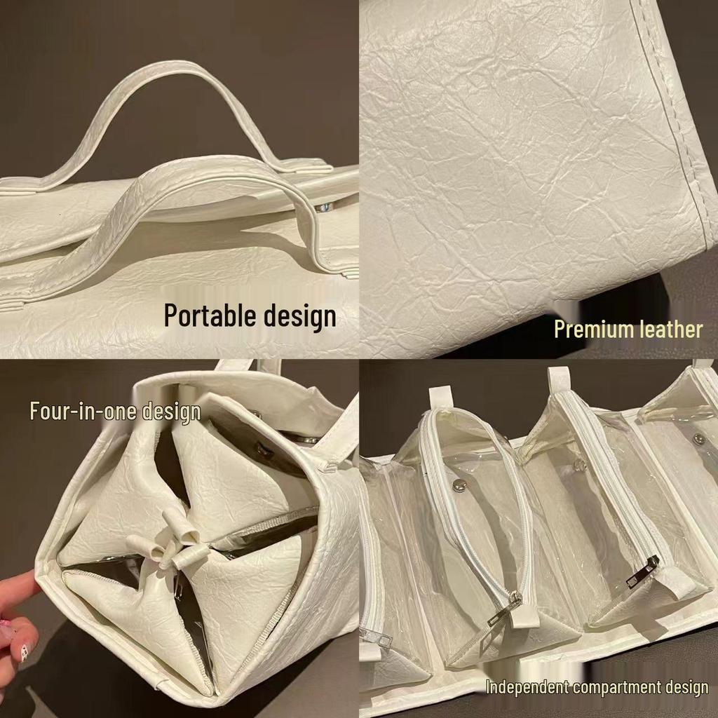 Removable Foldable Waterproof Makeup & Toiletry Bag with Wet/Dry Separation and Four Compartments