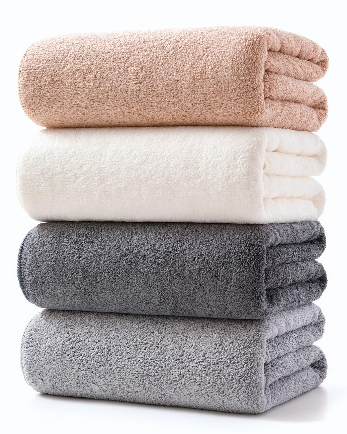 

bath towels with instant absorbency 4 Highly soft to the and durable after a Bath accessories mocha Fluffy, hotel-quality, large-size [Lumimi