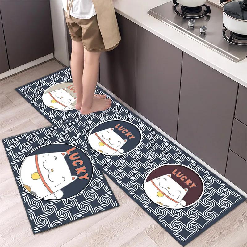 Simple Flower Kitchen Mat Bedroom Bedside Mat Entrance Door Mats Kitchen Mats for Floor Absorbant Waterproof Bathroom Carpet
