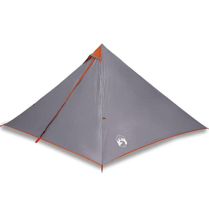 VidaXL Tente Familiale Tipi 7 Personnes, Tente d'Ombrage avec Sac de Transport, Auvent de Camping, Abri de Jardin, Gris et 94712