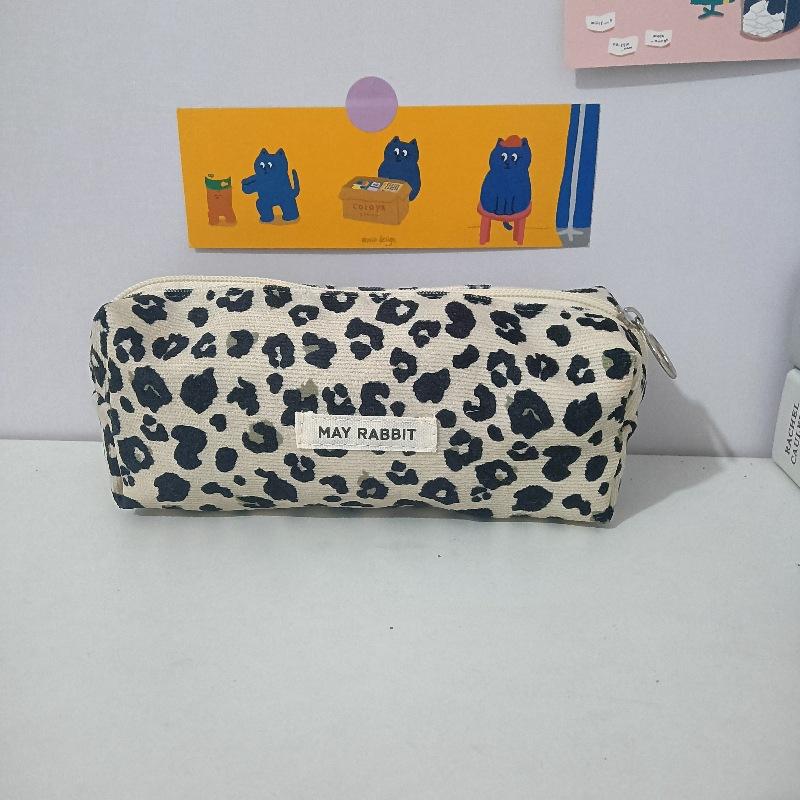 Solid Color Corduroy Pencil Case Student Art Minimalist Stationery Pouch Zipper Coin Purse Women Makeup Bag Travel Organizer