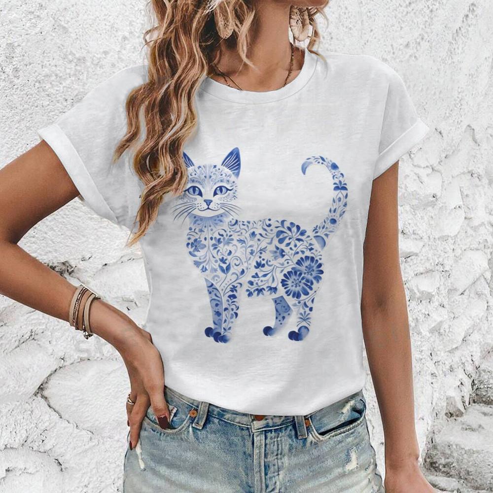 

Милый и милый топ с принтом животных, короткий рукав, модная и энергичная уличная футболка, новый продукт, простая повседневная женская одежда XS