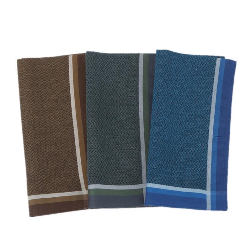 3Pcs 43x43cm Pure Cotton High-end Jacquard Yarn Dyed Vintage Dark Color Men's Business Handkerchief Suit Pocket Towel