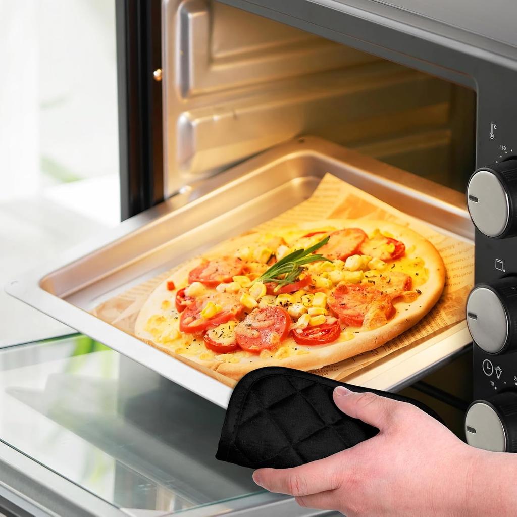 2pcs Pot Holders for Kitchen Clearance Cotton Heat Resistant Pads 17cm/6.69inch Black Oven Pot Holders Trivets Coasters Hot Pads Terry Pots Holder