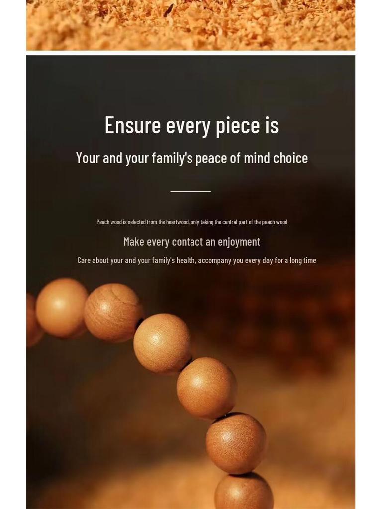 108-Bead Natural Peach Wood Bracelet: Unisex Buddhist Prayer Mala, Wenwan Multi-Turn Jewelry Gift