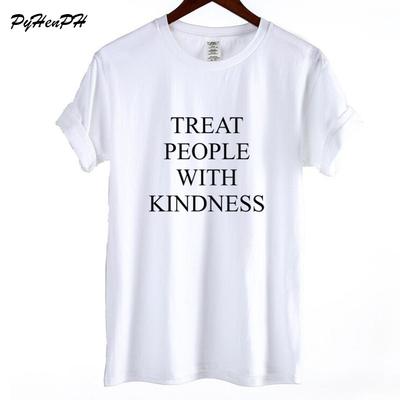 Treat People With Kindness T-Shirt Women Funny Black Letter Design Short Sleeve Cotton T-Shirt