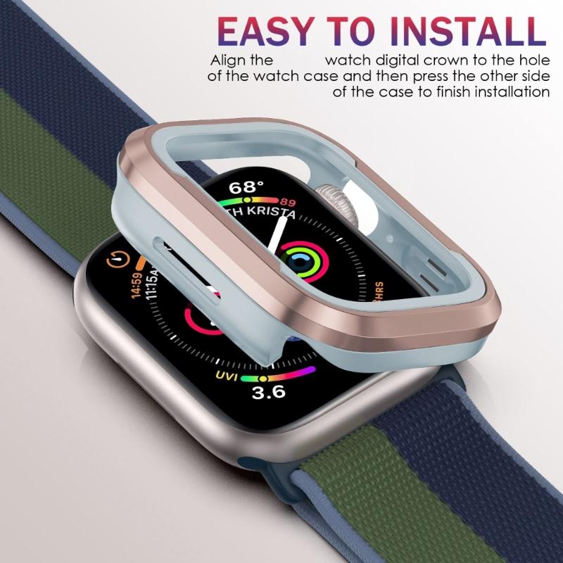 40/41/44/45mm Bumper Case Slim- Protective Cover Lightweight Aluminum & TPU Case Fitting for Watch S8/7/6/5/4/SE2