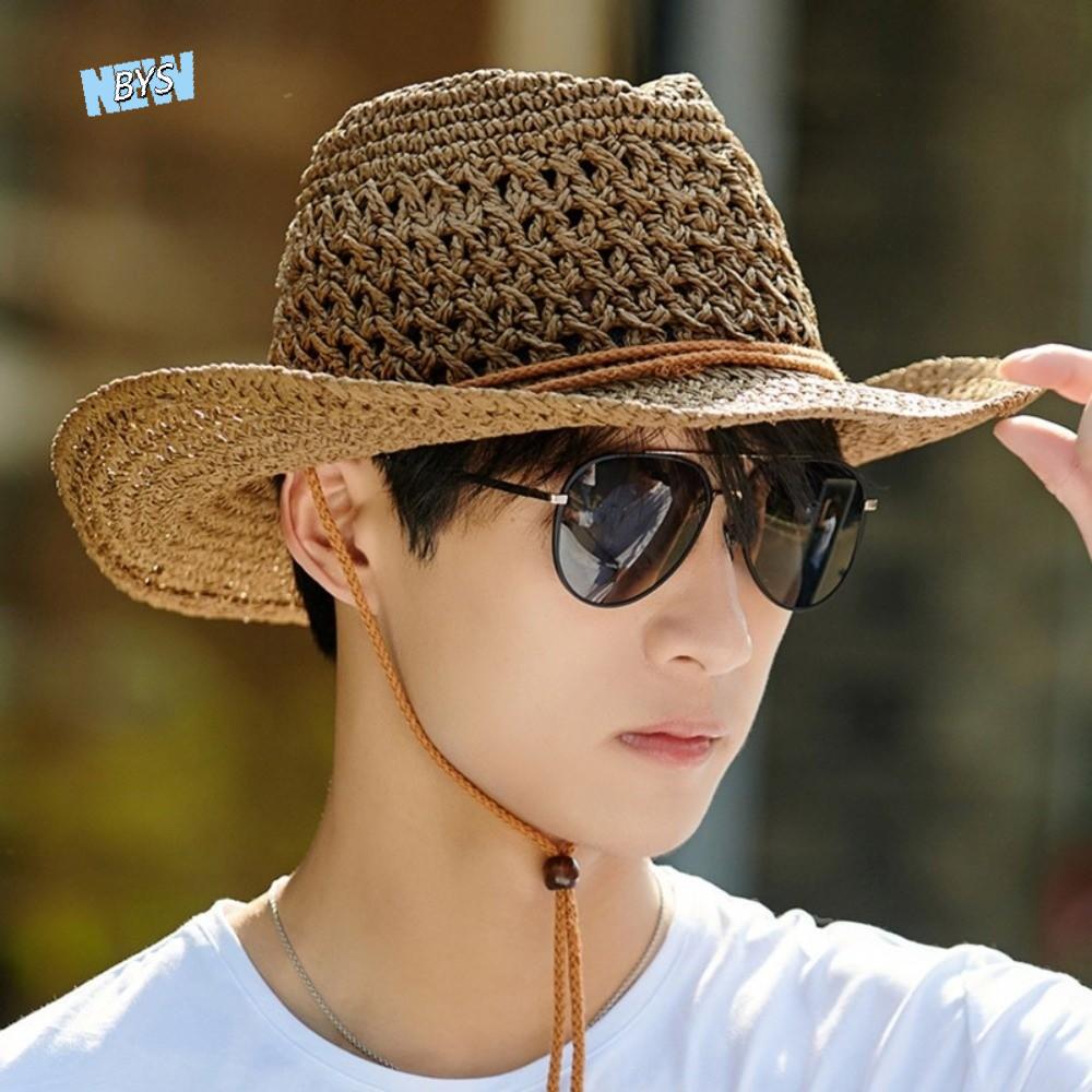 My Extreme Outdoor Activities Women's Khaki Retro Wide Brim Sunscreen Straw Hat Solid Color Hollow Out Western Cowboy Hat Ethnic Style Bucket Hat Fisherman Hat Outdoor