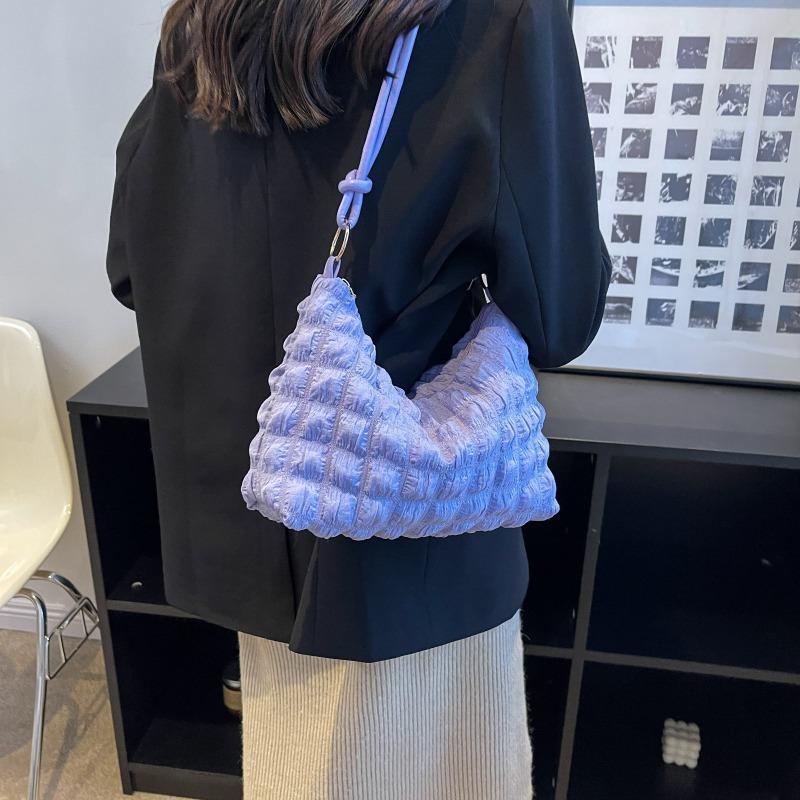 Small Fresh Bubble Bag Women's Soft Pleated Armpit Bag Girl Fashion Trendy Shoulder Bag Simple Handbag