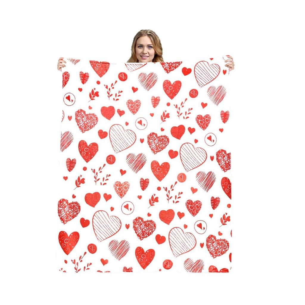 Romantic Love Print Flannel Blanket Valentine Shawl Nap Blanket Soft Skin-friendly Leisure Sofa Blanket Blanket