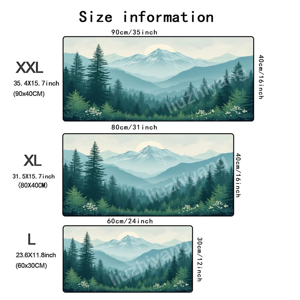 Landscapes Mouse Pad Large Computer Office Game Table Mat Rubber AntiSlip Stitched Edge Keyboard Mats 90x40 Xxl Desk Pads