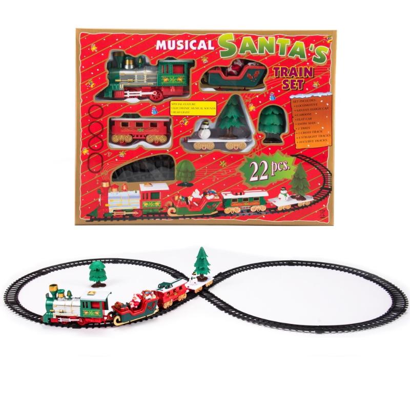 Christmas Series Train Track Electric Steam Track Train Model Lights Children'S Holiday Gifts Music Santa Claus Train Set