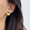 Modische Metall Gebürstet Mattierte Halbkreis Ohrstecker für Damen Vintage Goldfarben Runde Kugel Temperament Ohrringe Zirkonia Geschenk