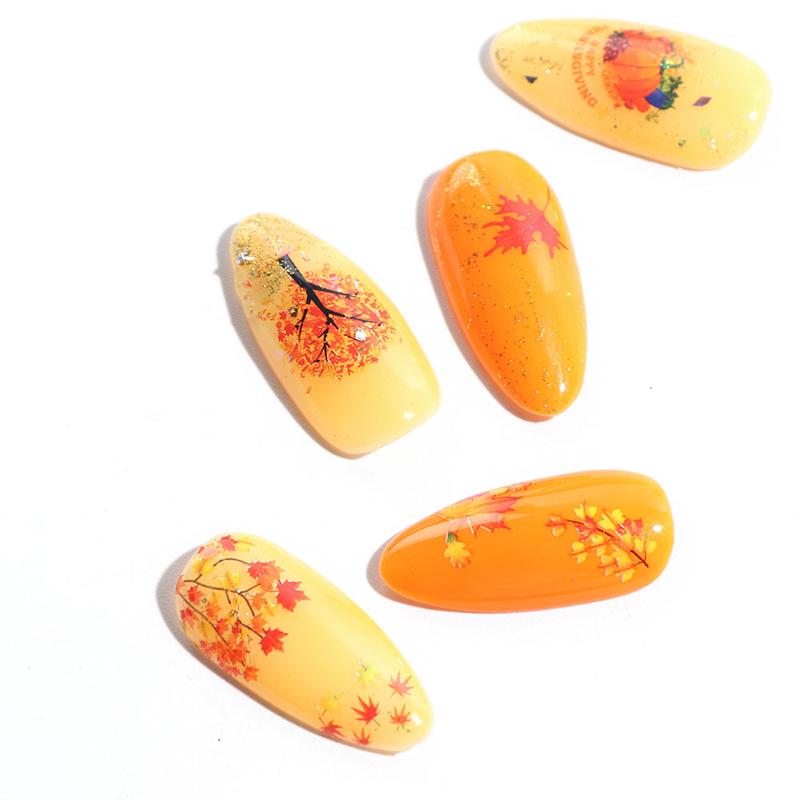 12pcs Leaf Stickers For Nails Autumn Nail Art Foils Decorations Designs