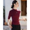 Women's Slim-Fit Drawstring Semi-High Collar Knit Top