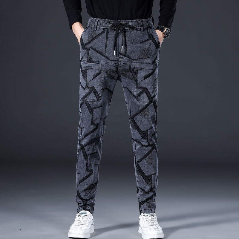 

Модные мужские повседневные брюки Весна Лето Тонкие Уличная одежда Мужские Эластичная талия Корейская одежда Новые Винтажные Зауженные Прямые Брюки 4XL L