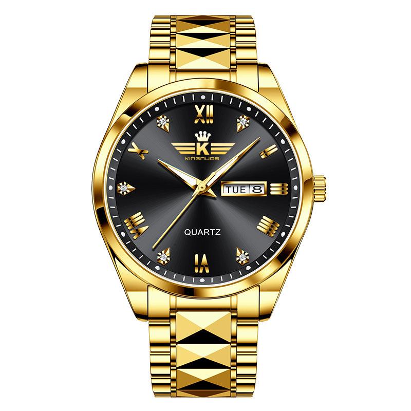 Top Brand New Men's Watch Genuine Waterproof Quartz Double Calendar Fashion Business Watch