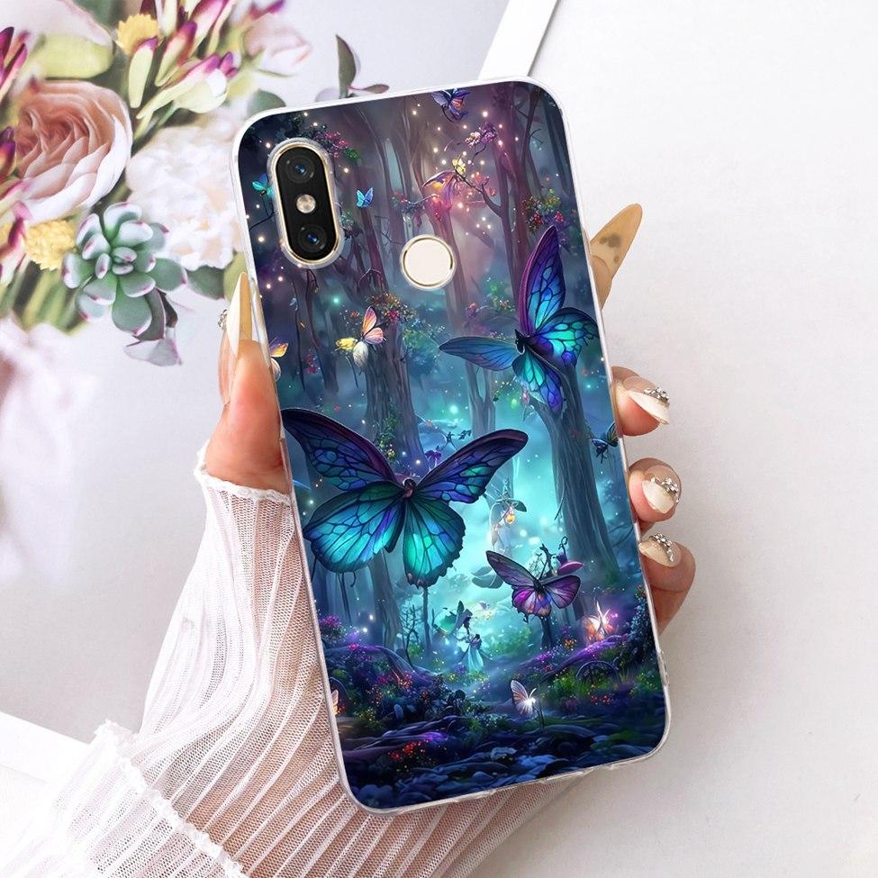 Transparent For Xiaomi Mi 8 Case Cover Luxury Fashion Butterfly Funny Cute Painted Casing M1803E1A