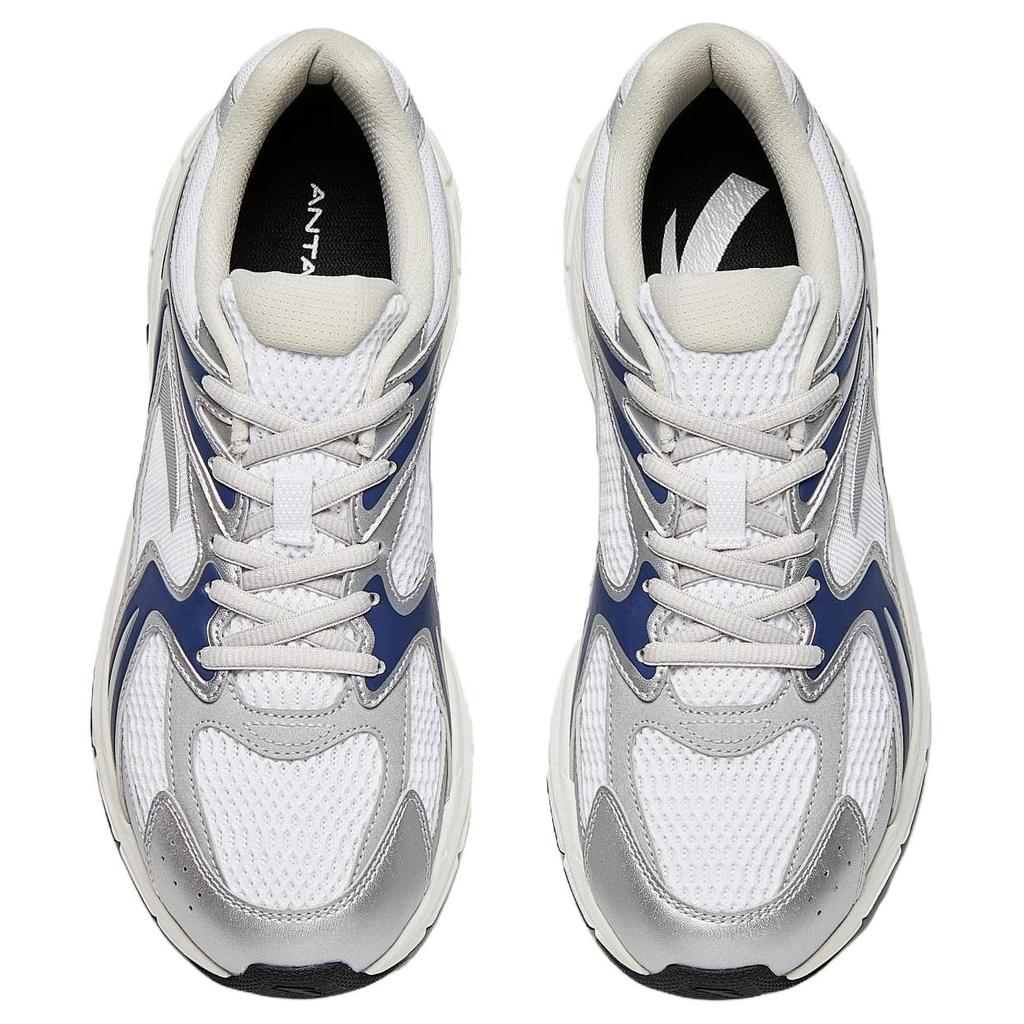 New ANTA Running Shoes Men's Low Top Pure White, Silver, Dark Nautical Blue 912535592-5
