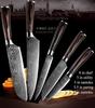 5PCS Kitchen Knife Stainless Steel Blade Damascus Laser Chef Knife Set