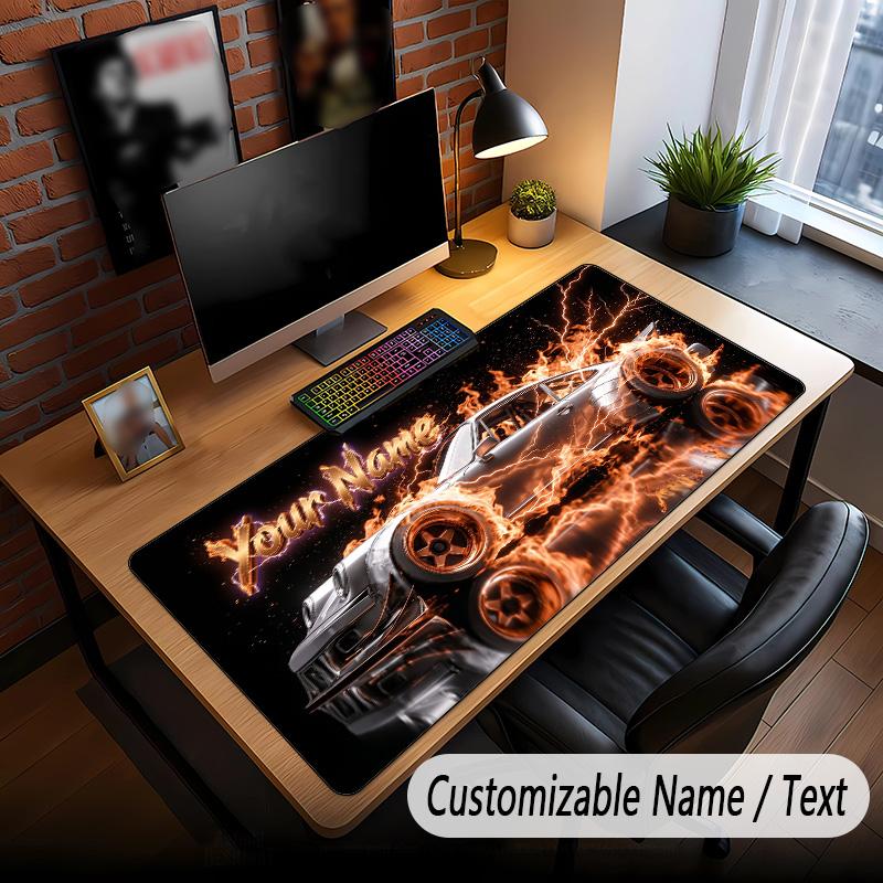 Auto-Rennsport-Thema Benutzerdefiniertes Mauspadd Personalisiert mit Namens-Text Angepasste Schreibtischmatte für Büro Heimdekoration
