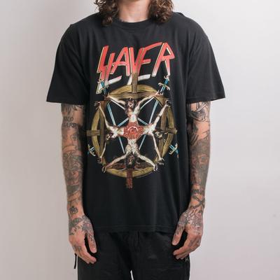 Camiseta Unisex Básica Negra de Manga Corta para Tour de Slayer de 1994 S-5XL WA1677 Camiseta Unisex