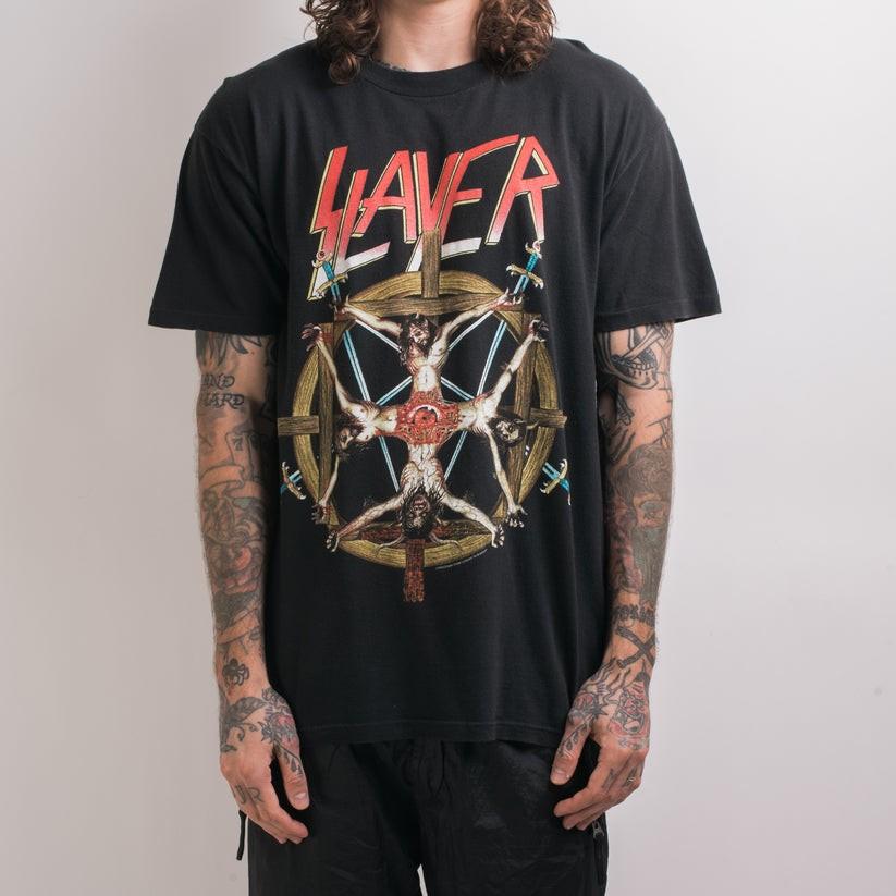 

Vintage 1994 Slayer Tour Basic Black Short Sleeve Unisex Shirt S-5XL WA1677 Unisex T-Shirt L