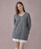 LETTERA Alpaca Vintage Cable V-Neck Knit