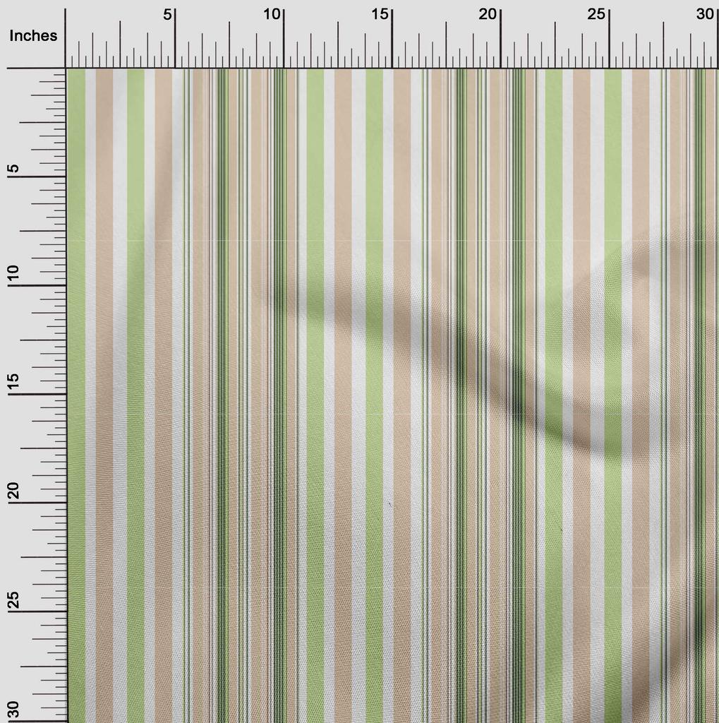 oneOone Cotton Flex Beige Fabric Stripes Dress Material Fabric Print Fabric By The Yard 40 Inch