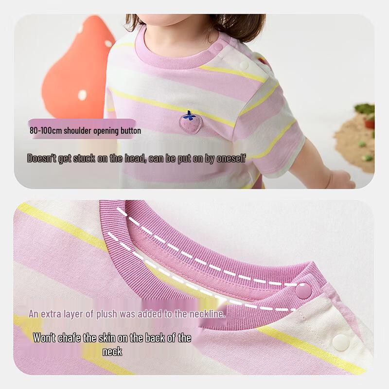 Mini Balabala Kids' Pure Cotton Striped T-Shirt