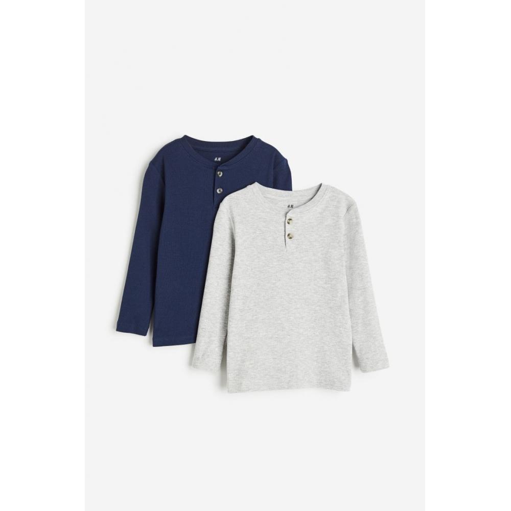 

Комплект из 2 предметов топа HM в рубчик Темно-синий Светло-серый меланж