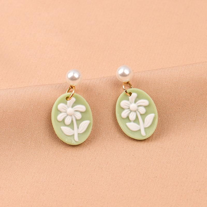 925 Silver Floral Needle Stud & Dangle Earrings - Korean Style Spring/Summer Fresh Flower Design for Girls