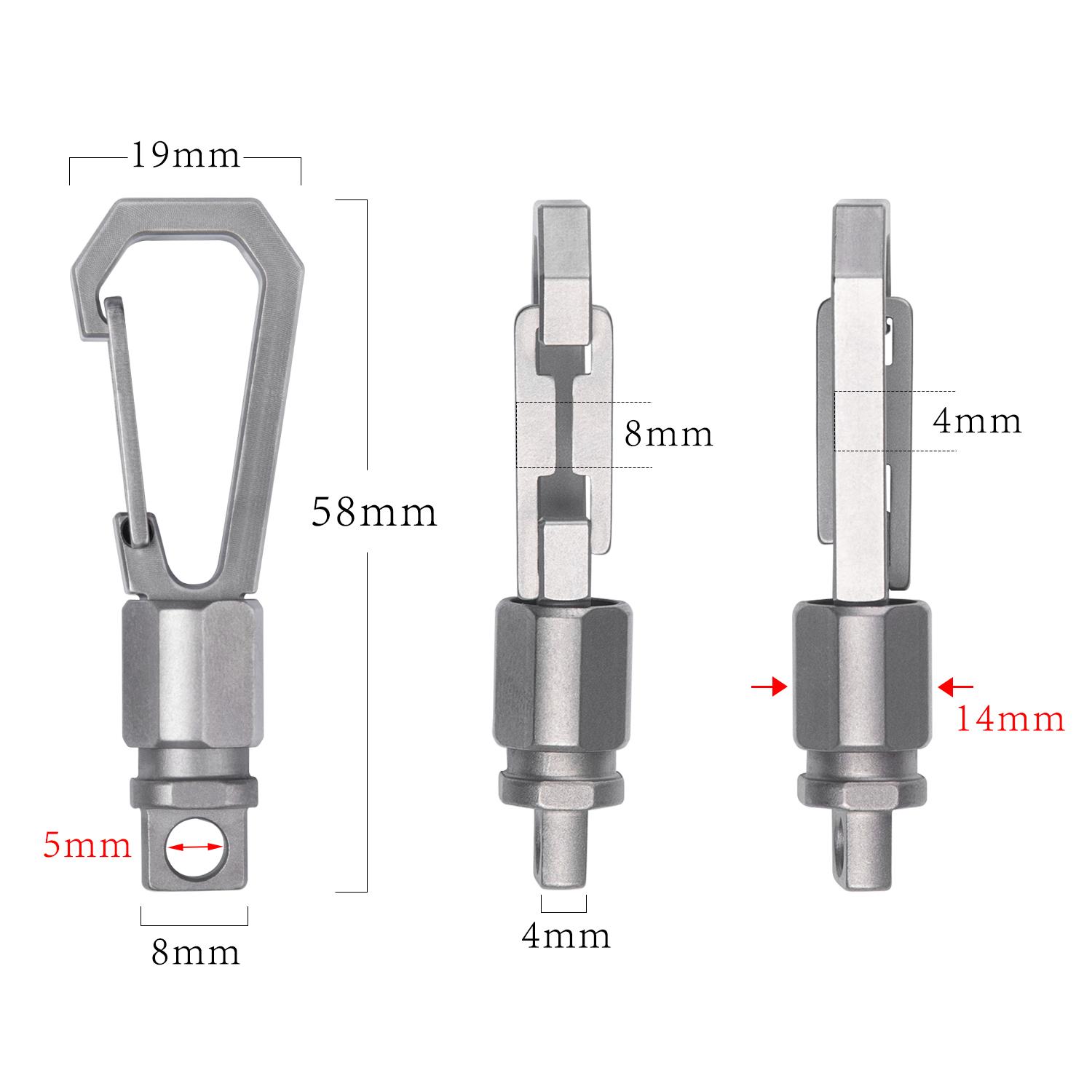 Multifunctional Titanium Carabiner Keychain Anti-Lost Universal Chain Buckle Outdoor Utility EDC Keychain 1.9cm*5.8cm