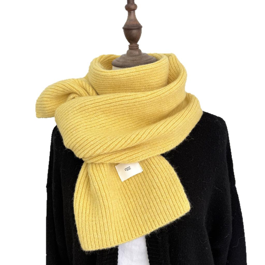 Blended Knitted Solid Color Korean Atmosphere Scarf Women's New Autumn and Winter Student Warm Scarf Men
