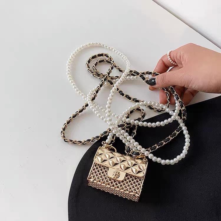Metall miniveske kjede Crossbody skulderveske Allsidig dekorative klær Hodetelefonveske Skulderveske for kvinner