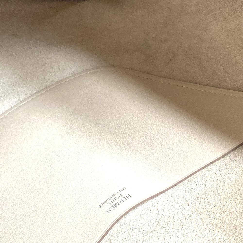 HERMES Wilvort 24 Tote Bag Shoulder Bag Leather IvoryBased/Brown