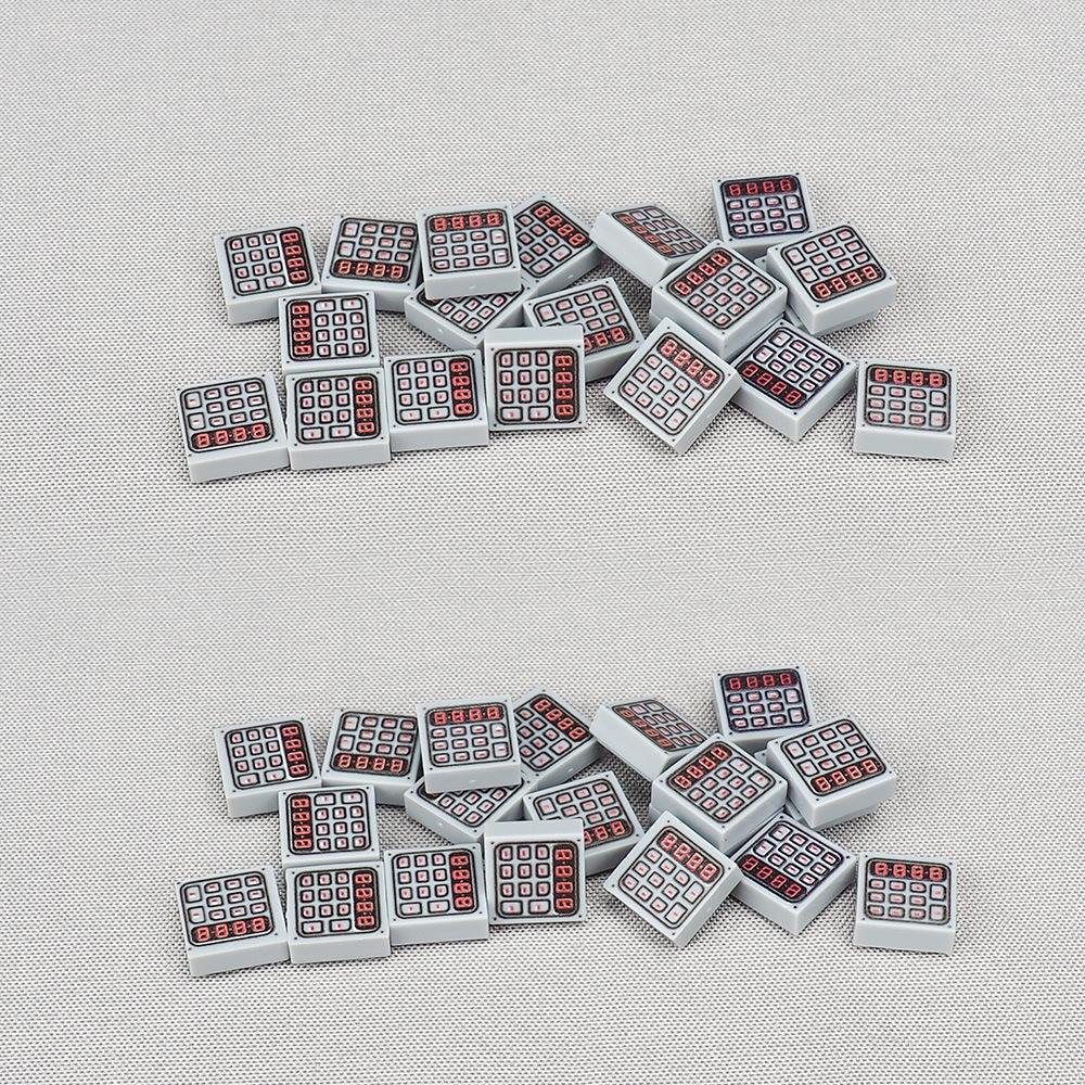 Non-Toxic Moc 10Pcs Printed 3070 Red Digital Keyboard Button Pattern Building Blocks Vehicle Machine Compatible Accessories Toys Children