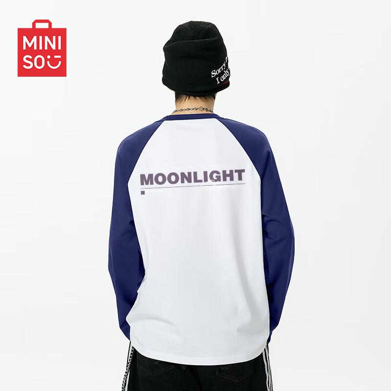 MINISO Men s Pure Cotton Patchwork Long-Sleeve T-Shirt 3XL