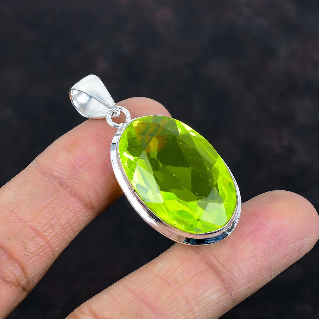 Faceted Lemon Topaz Pendant Original Gemstone Pendant Handmade Pendant Dainty Jewelry 925 Sterling Silver Pendant Gifts for Him Boho Jewelry