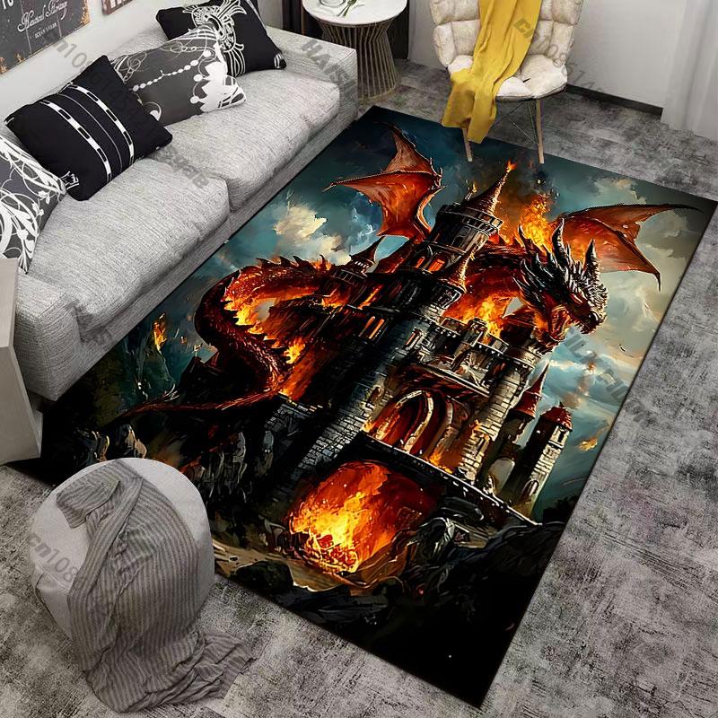 Mystical Dragon In Enchanted Forestcarpet Yoga Living Room Room Decor Children's Crawling Mat Doormat Area Rug Games Floor Mat