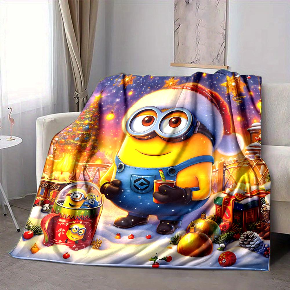 1Pc Christmas Minion Celebration Blanket Soft And Comfortable Casual Warm Camping Travel Christmas Halloween Gift M91744