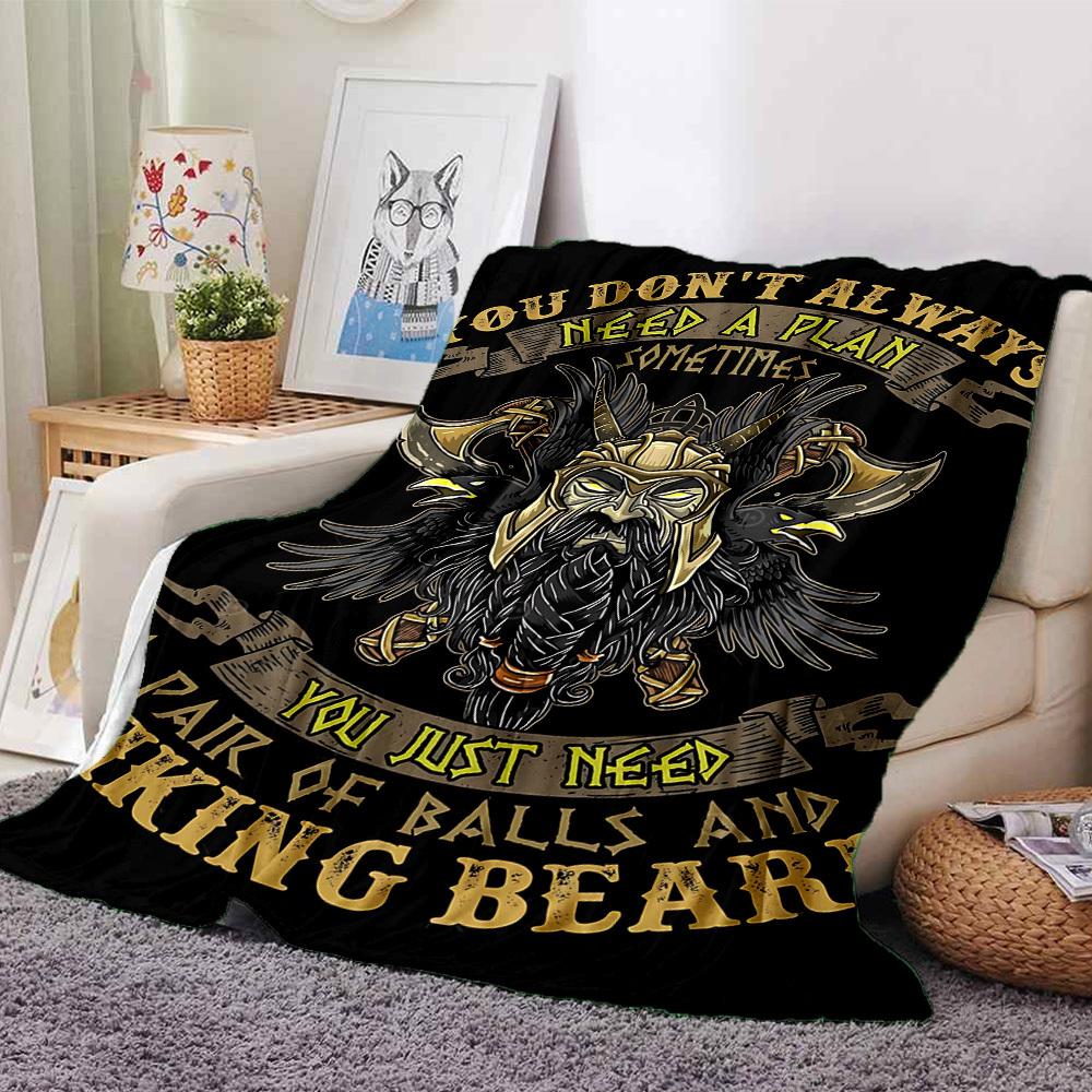 

1pc Viking Beard Throw Blanket Soft Flannel, Cozy All Season Polyester Perfect for Home, Office 80cmx120cm