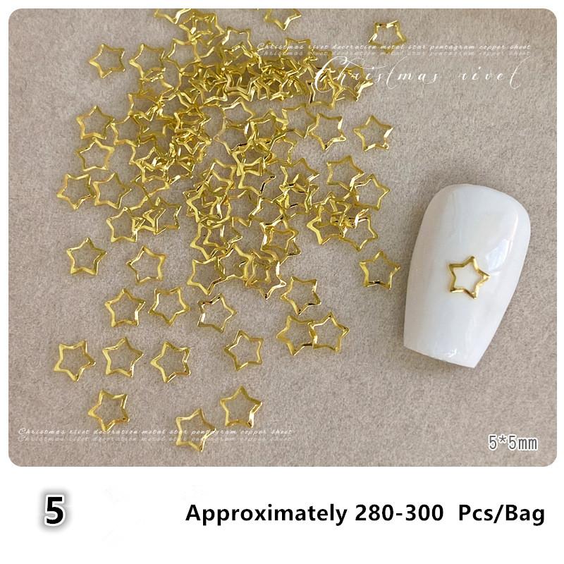 3D Alloy Five-Pointed-Star Gold Silver Diamond Nail Decoration Luxury Manicure Accessories Hollow Star Nail Art Art Rivet Charms