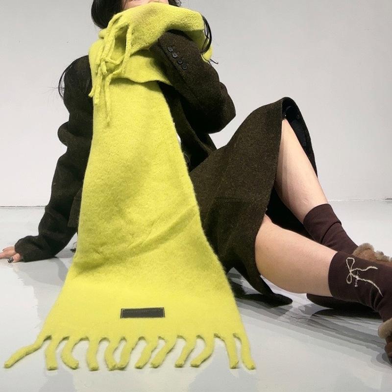 Autumn and winter Ankela red wool scarf women's new solid color thickened warm scarf high-end simple and versatile shawl
